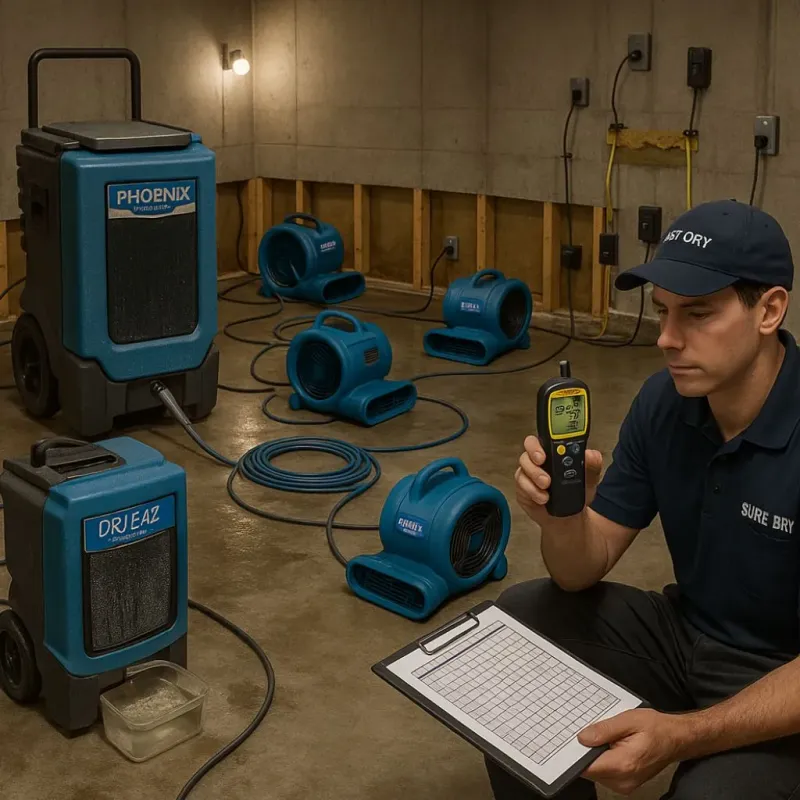 Structural Drying and Dehumidification process in Wanamingo, MN
